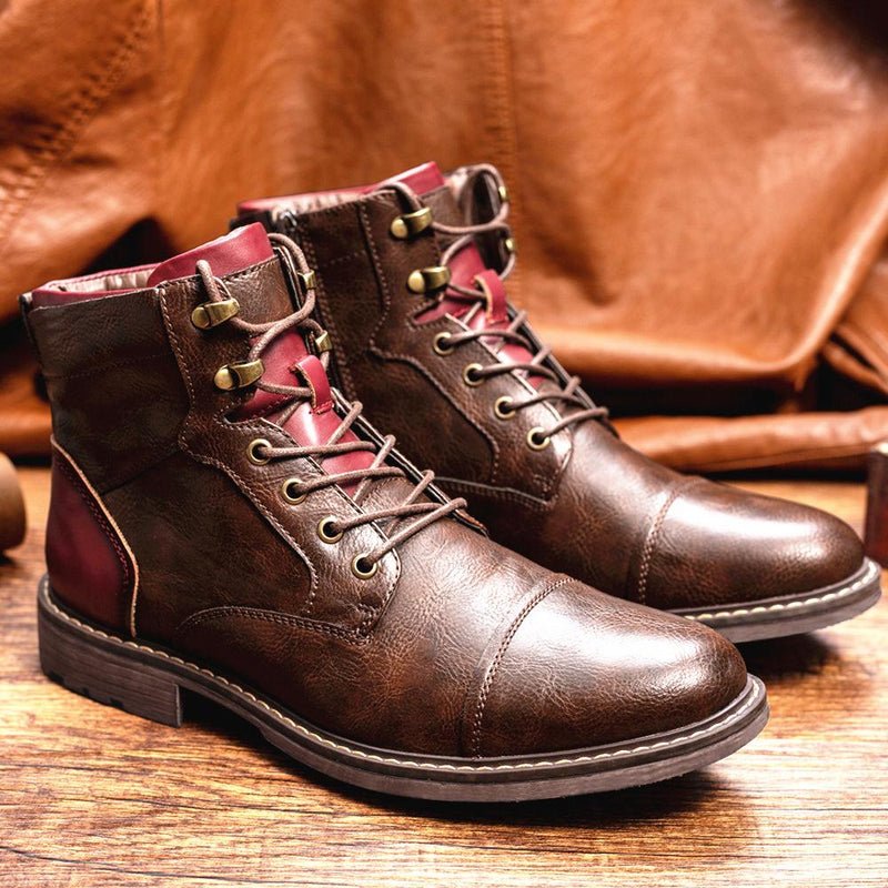 Connor Patchwork Ankle Boots – back view