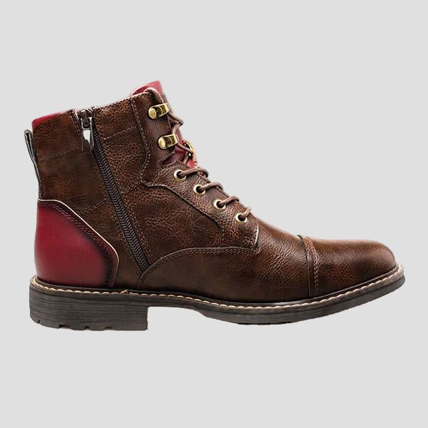 Connor Patchwork Ankle Boots – styled view