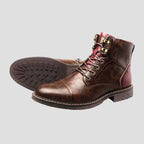 Connor Patchwork Ankle Boots – close-up