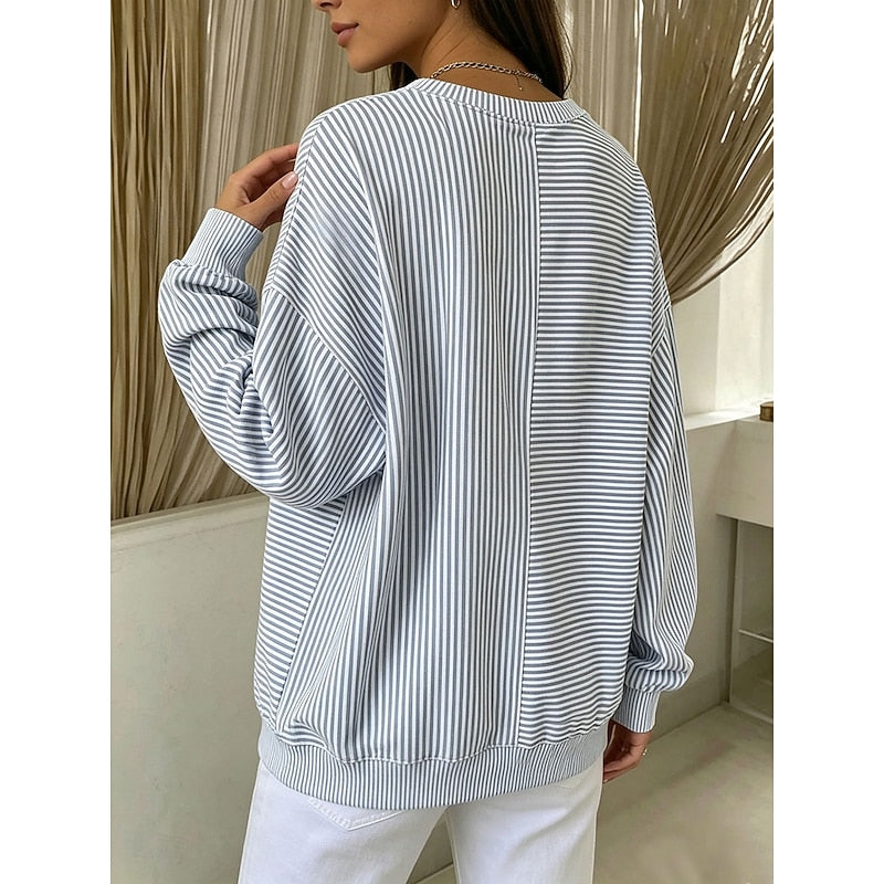 Corinna Panelled Stripe Oversized Sweatshirt – back view