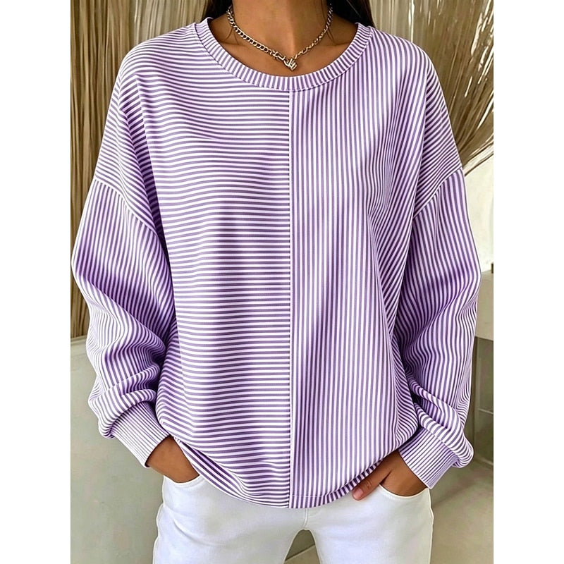 Corinna Panelled Stripe Oversized Sweatshirt – front view