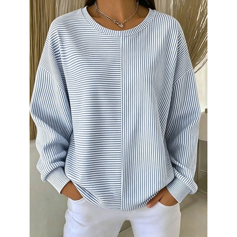 Corinna Panelled Stripe Oversized Sweatshirt – detail view