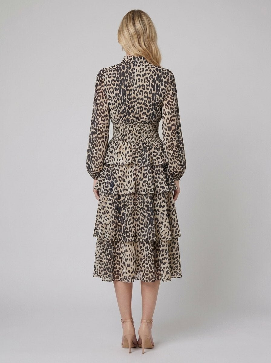 Cosette | Lightweight Chiffon Midi Dress by Vera Noir – back view