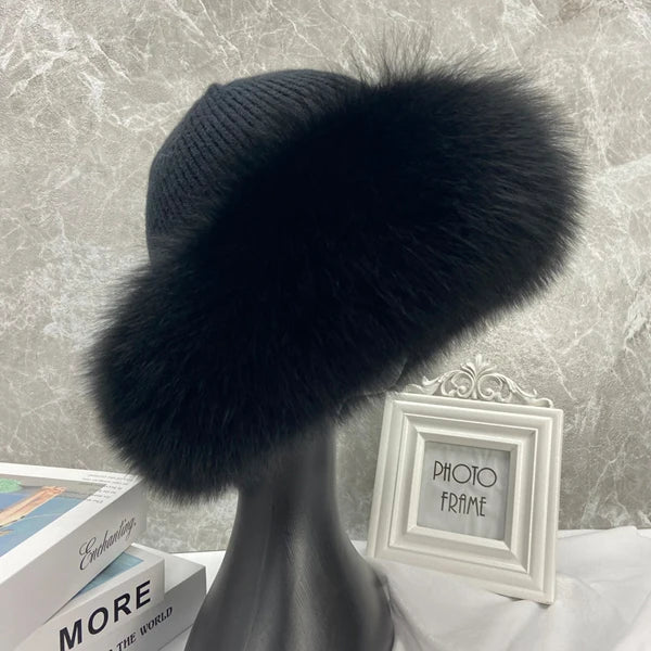 Cosima elegant faux fur hat, styled view