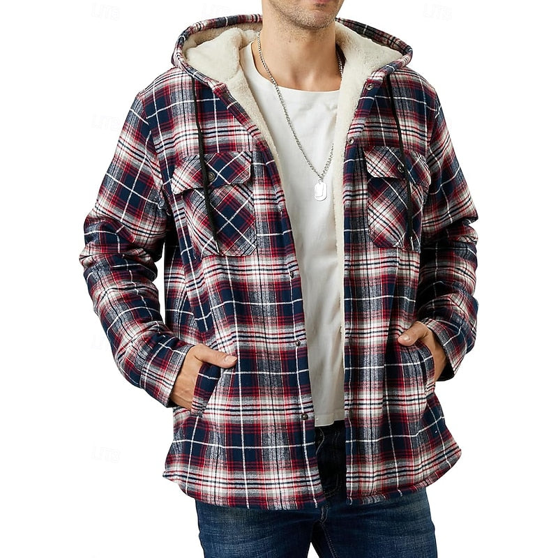 Curtis | Hooded Check Overshirt – styled view