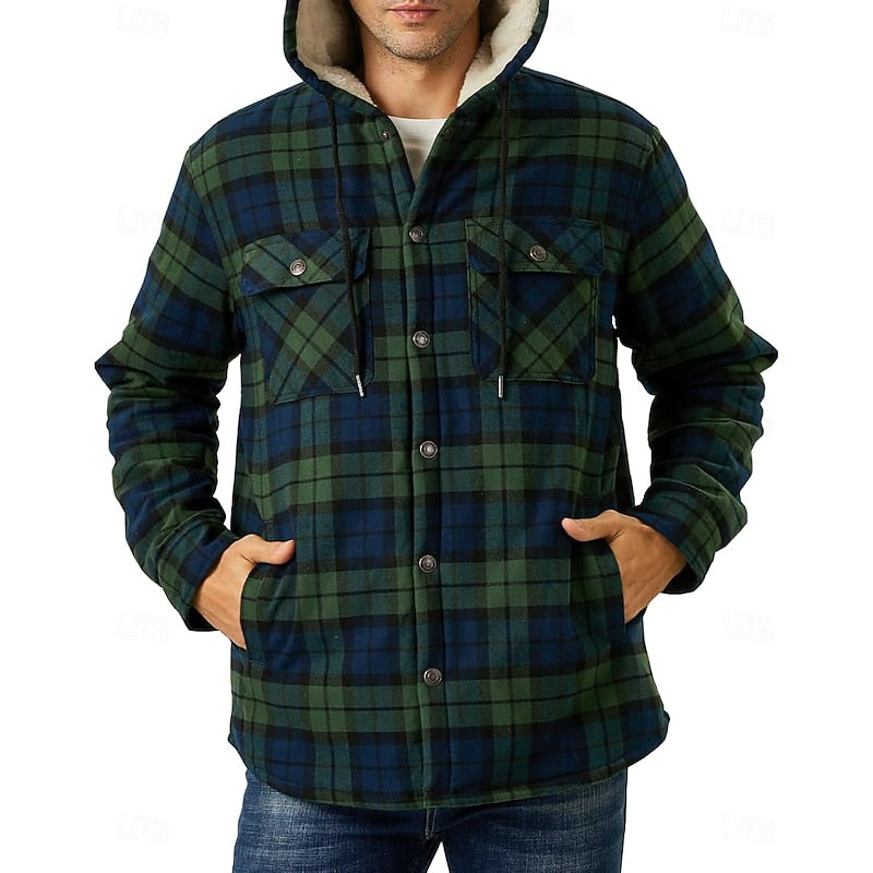 Curtis | Hooded Check Overshirt – styled view