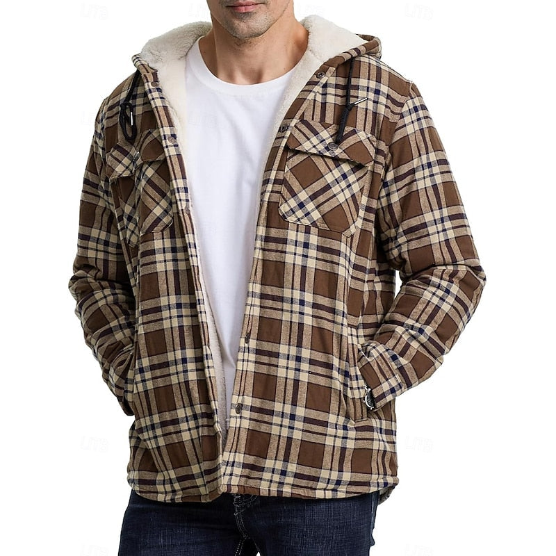 Curtis | Hooded Check Overshirt – styled view