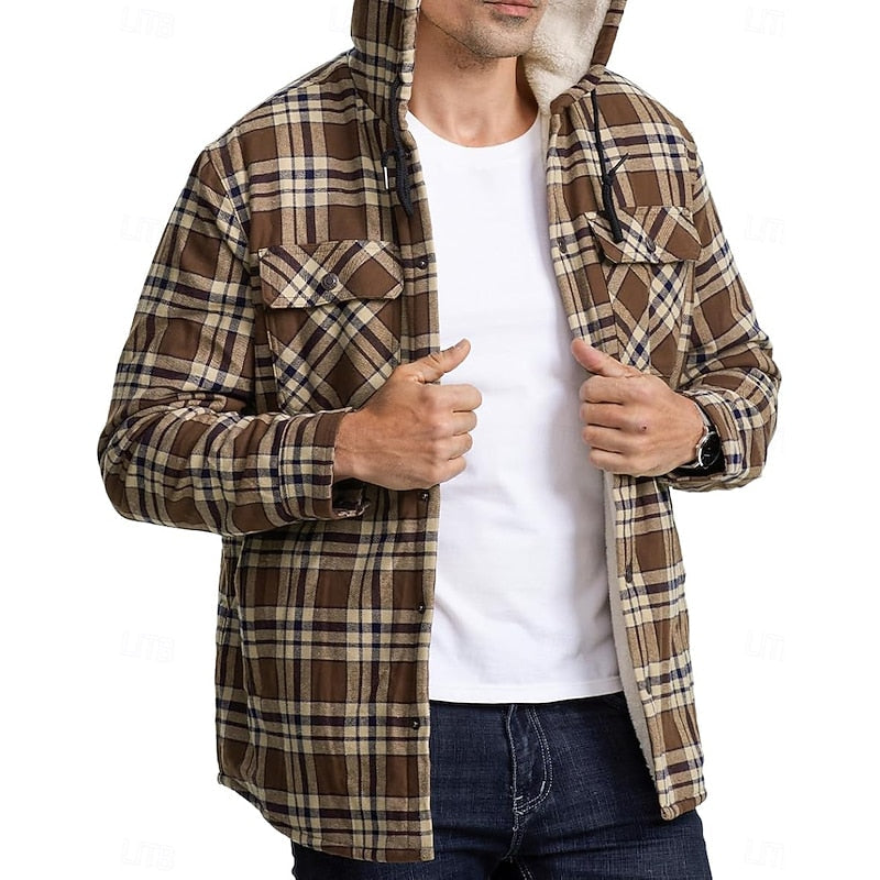 Curtis | Hooded Check Overshirt – styled view