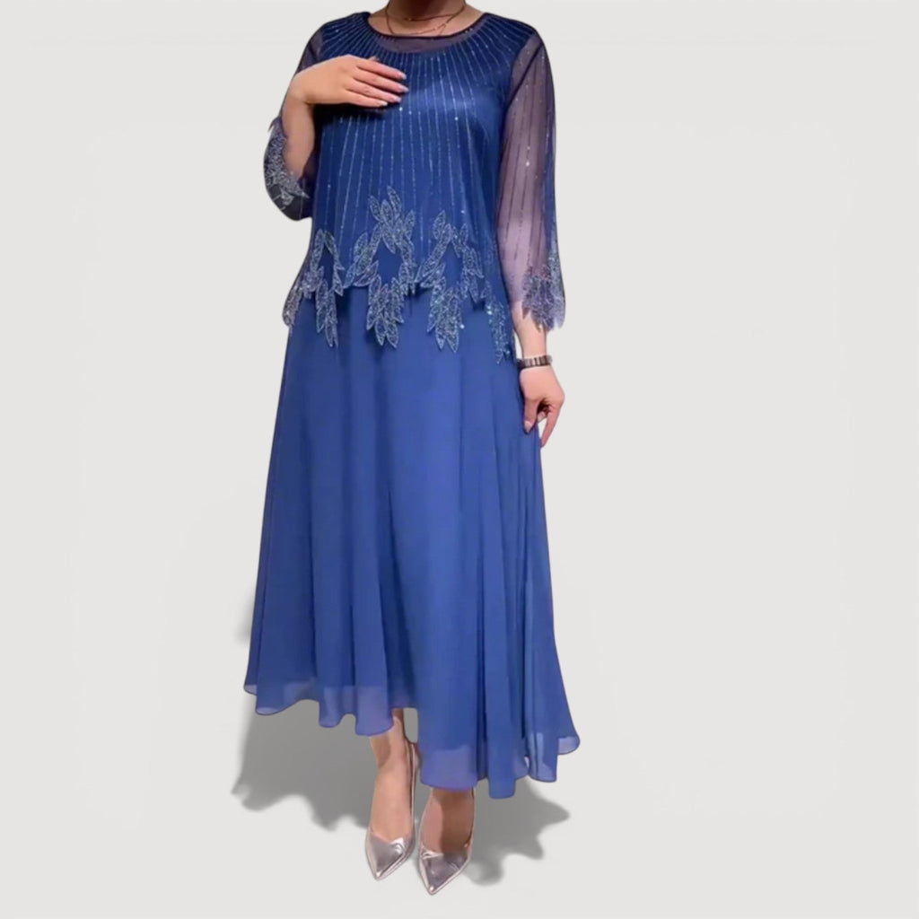 Cyralia Flowing Evening Midi Dress – back view