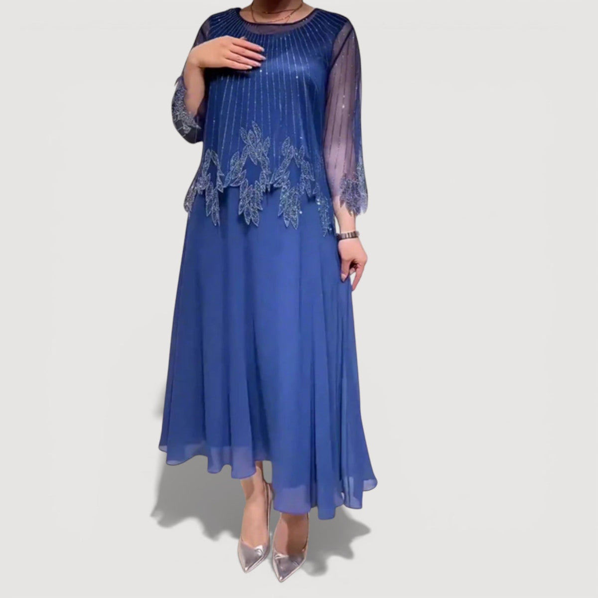 Cyralia Flowing Evening Midi Dress – back view