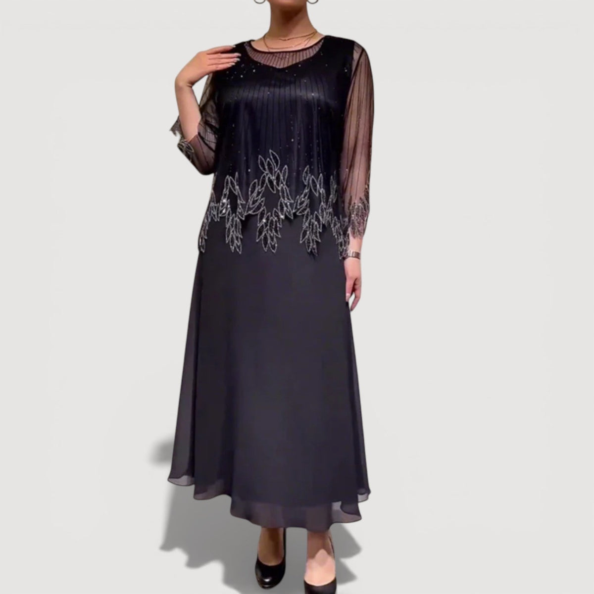 Cyralia Flowing Evening Midi Dress – detail view
