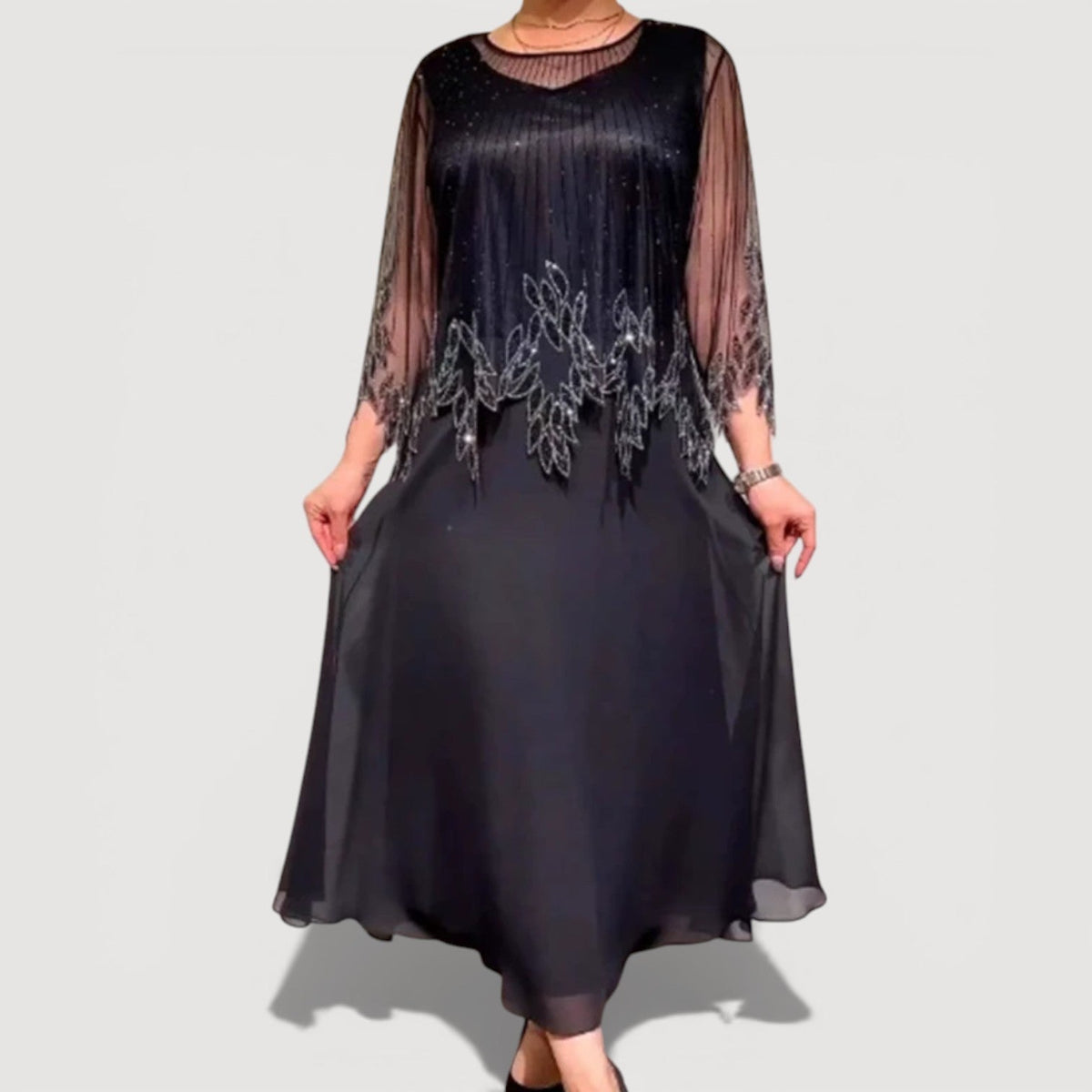 Cyralia Flowing Evening Midi Dress – front view