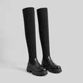 Dagny | Ribbed Knit Over-The-Knee Boots – Black pair view