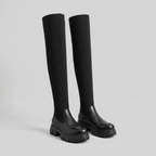 Dagny | Ribbed Knit Over-The-Knee Boots – Black pair view