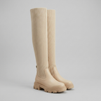 Dagny | Ribbed Knit Over-The-Knee Boots – Beige pair view