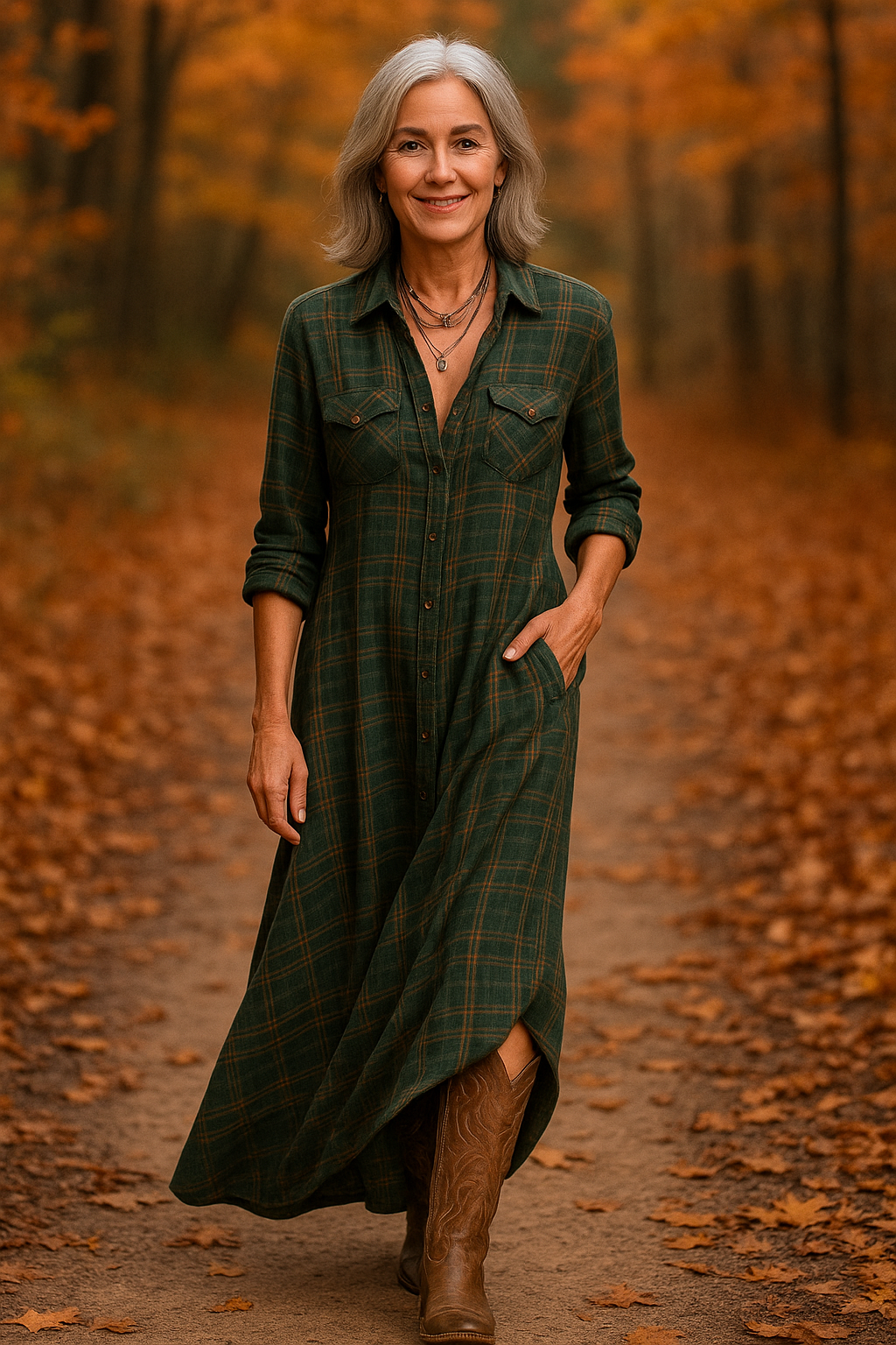 Dahlira Button-Down Collar Dress – back view