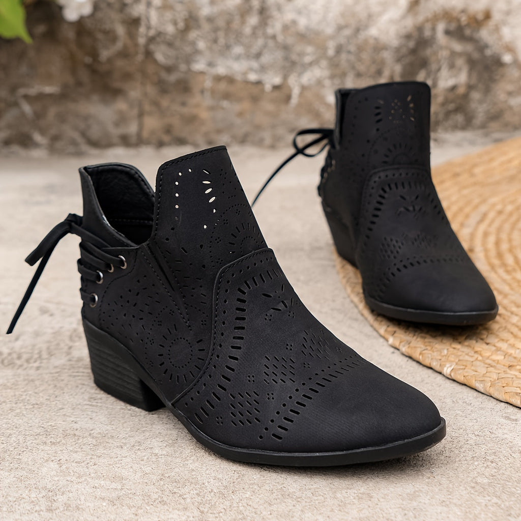 Delaina | Cutout Detail Ankle Boots – front view