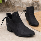Delaina | Cutout Detail Ankle Boots – front view