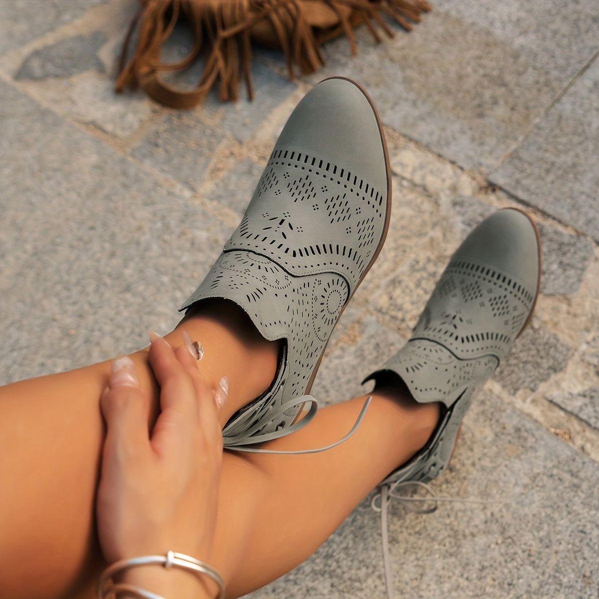 Delaina | Cutout Detail Ankle Boots – detail view