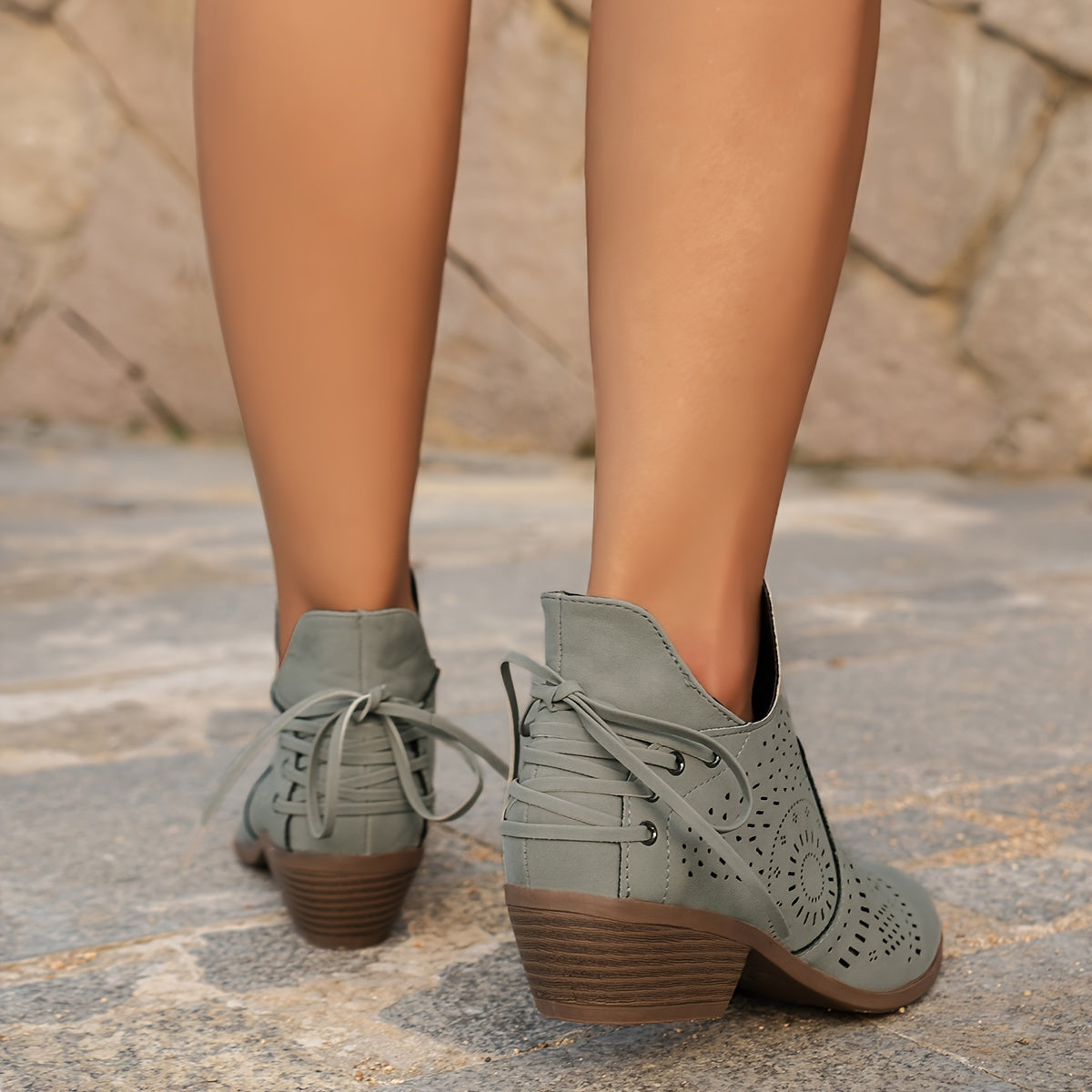 Delaina | Cutout Detail Ankle Boots – back view