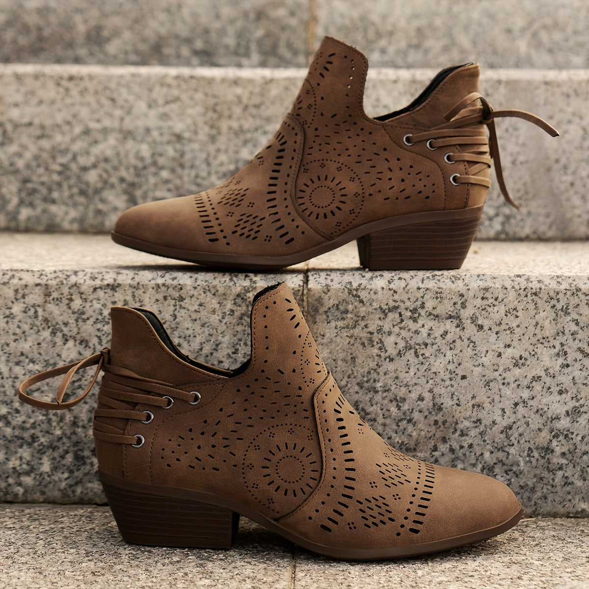 Delaina | Cutout Detail Ankle Boots – side view