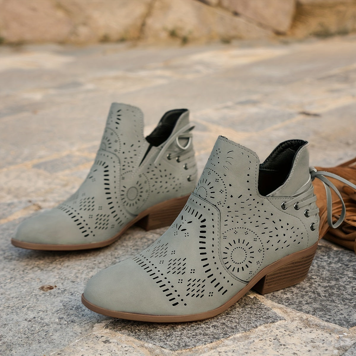Delaina | Cutout Detail Ankle Boots – side view