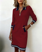 Dorellia long sleeve zip dress, hem detail