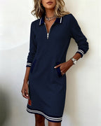 Dorellia long sleeve zip dress, full length view