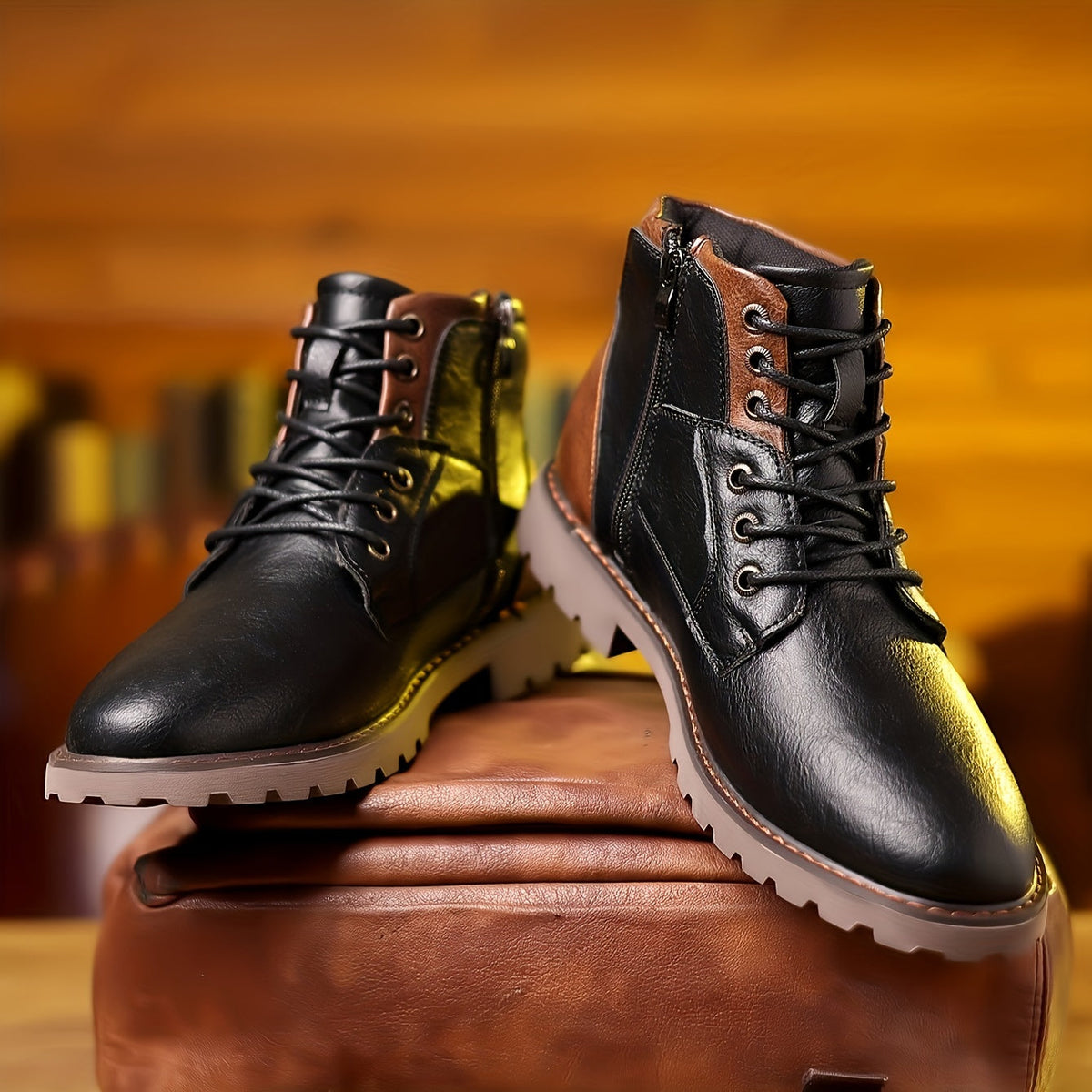 Edwin | Rugged Lace-Up Ankle Boots – front view
