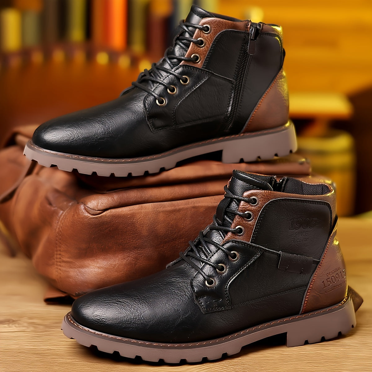 Edwin | Rugged Lace-Up Ankle Boots – styled view