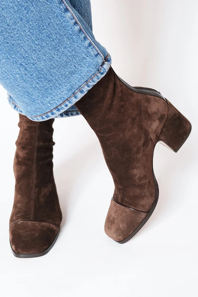 Elara Elegant Suede Ankle Boots, back view