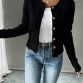 Eleanore | Cable-Knit Button-Front Cardigan – detail view