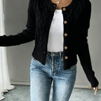Eleanore | Cable-Knit Button-Front Cardigan – detail view