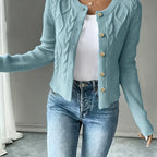 Eleanore | Cable-Knit Button-Front Cardigan – detail view