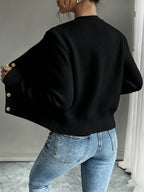 Eleanore | Cable-Knit Button-Front Cardigan – back view