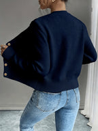 Eleanore | Cable-Knit Button-Front Cardigan – back view
