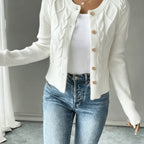 Eleanore | Cable-Knit Button-Front Cardigan – detail view
