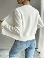 Eleanore | Cable-Knit Button-Front Cardigan – back view