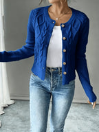 Eleanore | Cable-Knit Button-Front Cardigan – front view