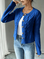Eleanore | Cable-Knit Button-Front Cardigan – front view