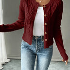 Eleanore | Cable-Knit Button-Front Cardigan – detail view