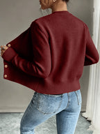 Eleanore | Cable-Knit Button-Front Cardigan – back view