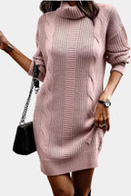 Elinora cozy knit turtleneck sweater dress, lifestyle shot