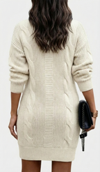 Elinora cozy knit turtleneck sweater dress, silhouette view