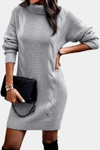 Elinora cozy knit turtleneck sweater dress by Vera Noir – detail view