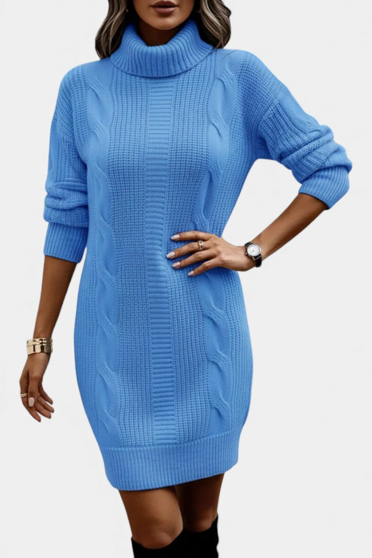 Elinora cozy knit turtleneck sweater dress, alternate angle