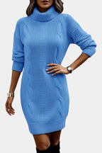 Elinora cozy knit turtleneck sweater dress, alternate angle