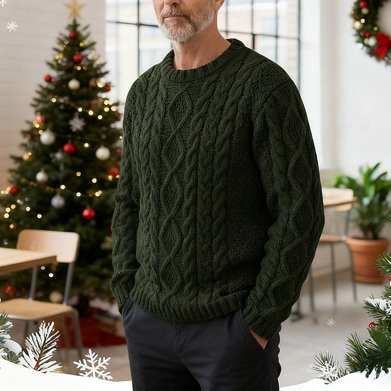 Elliston | Cable Knit Crew Neck Sweater – front view