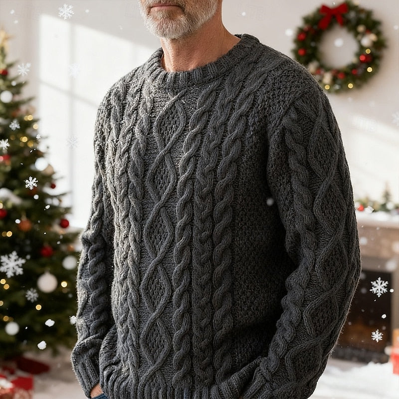 Elliston | Cable Knit Crew Neck Sweater – front view