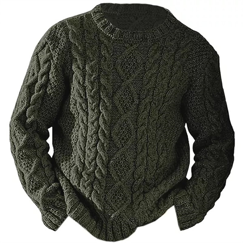 Elliston | Cable Knit Crew Neck Sweater – styled view